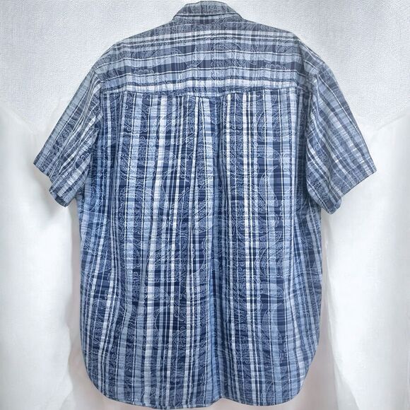Roper Shirt Mens XL Plaid Blue Paisley Western Button Down Cowboy Southwestern - Picture 3 of 8